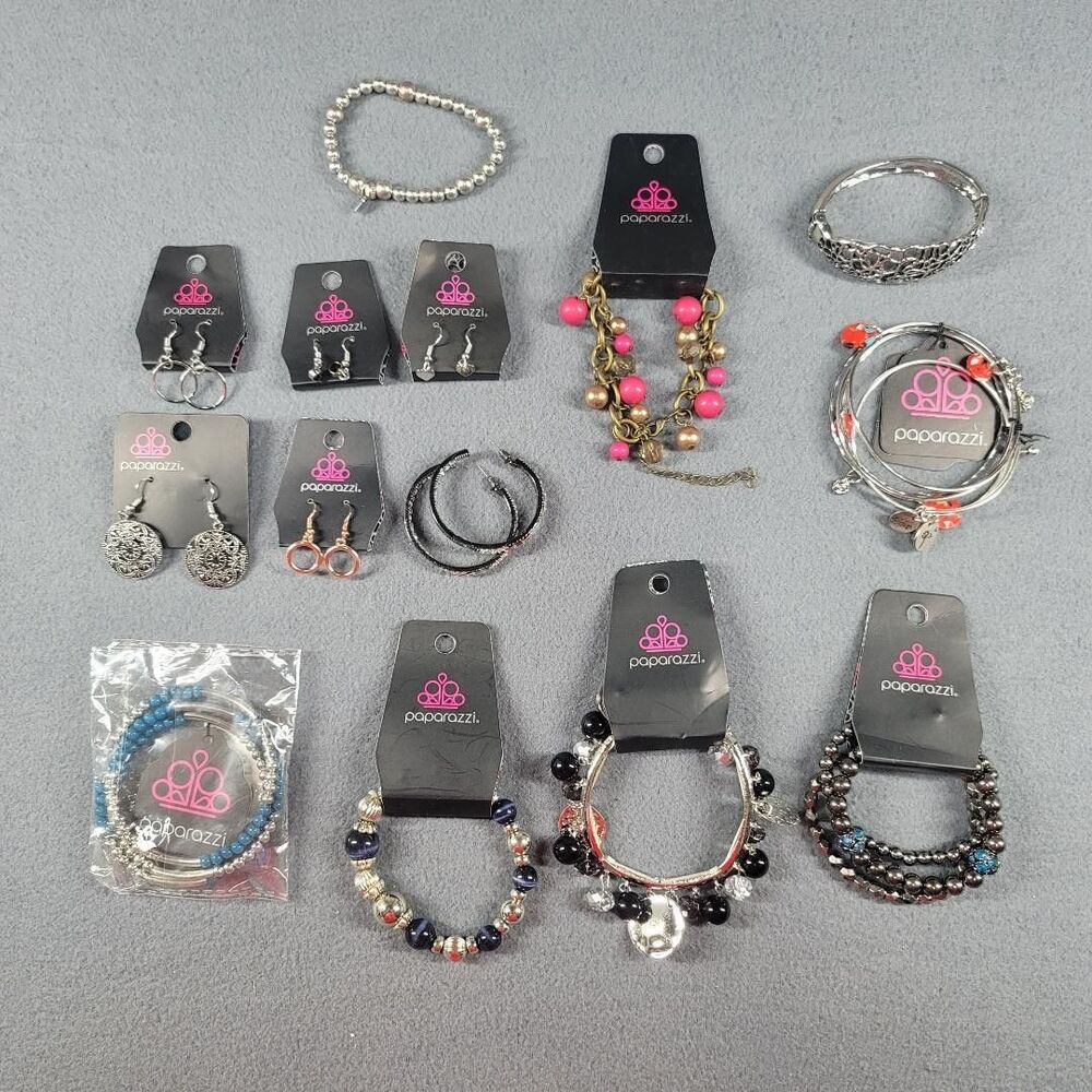 Paparazzi Jewelry Mixed Lot 14 Pieces Earrings and Bracelets - New